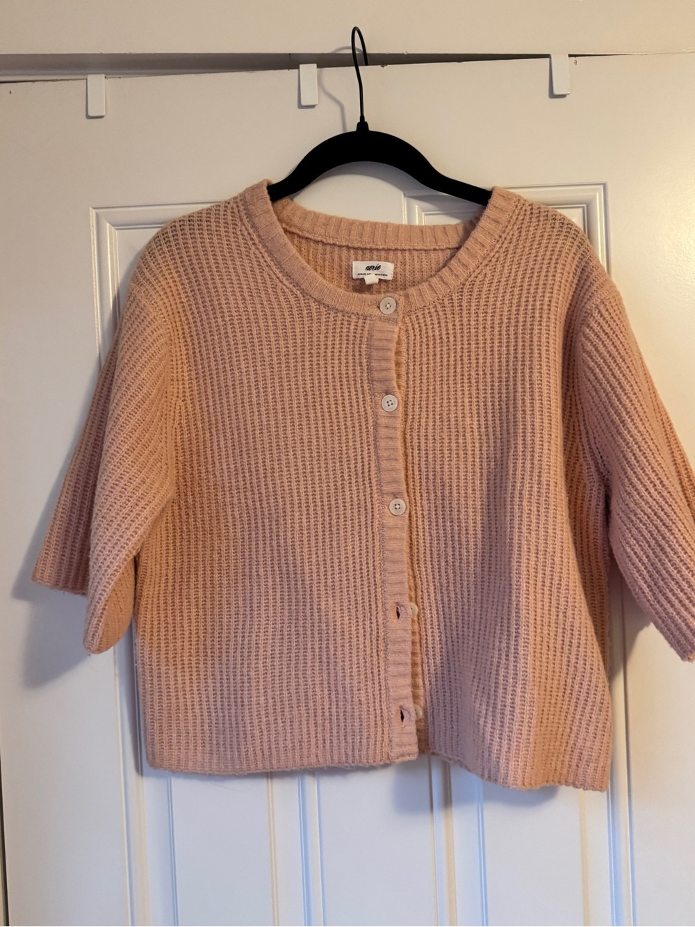 aerie Blush Pink Short-Sleeve Button Cardigan